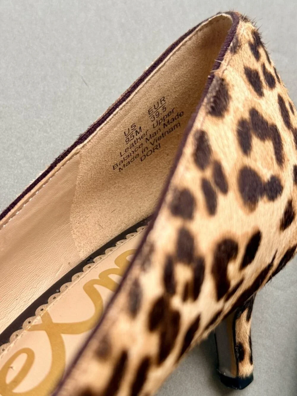 Sam Edelman Dori Leopard Calf Hair Pointed Toe Kitten Heel Pumps Size 9.5